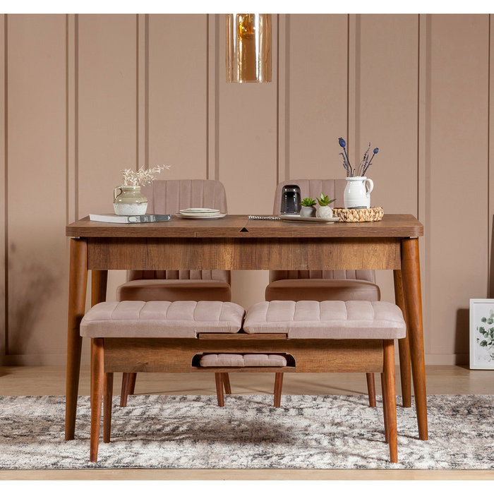 Hanah Home Sillón Vina Terciopelo Walnut-Stone